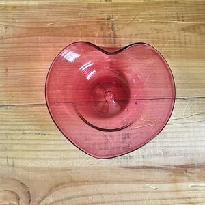 Vintage Pilgrim Cranberry Glass Bowl MCM Candy Dish heart shape